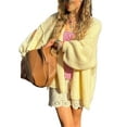 thumbnail image 1 of SUNSIOM Women's Chunky Knit Sweater Long Lantern Sleeve Open Front Solid Color Cardigan Fall Coat, 1 of 6