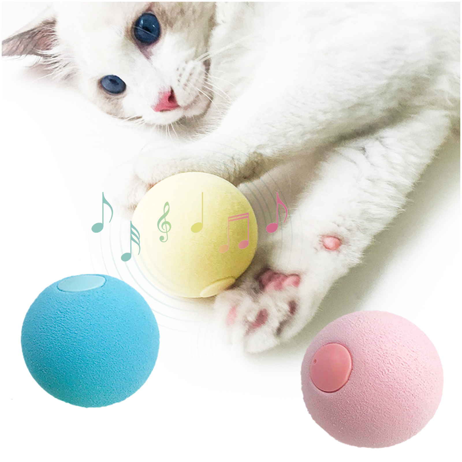 Lesimsam Chirping Cat Balls 2022 Upgraded, 3 Pack Fluffy Interactive