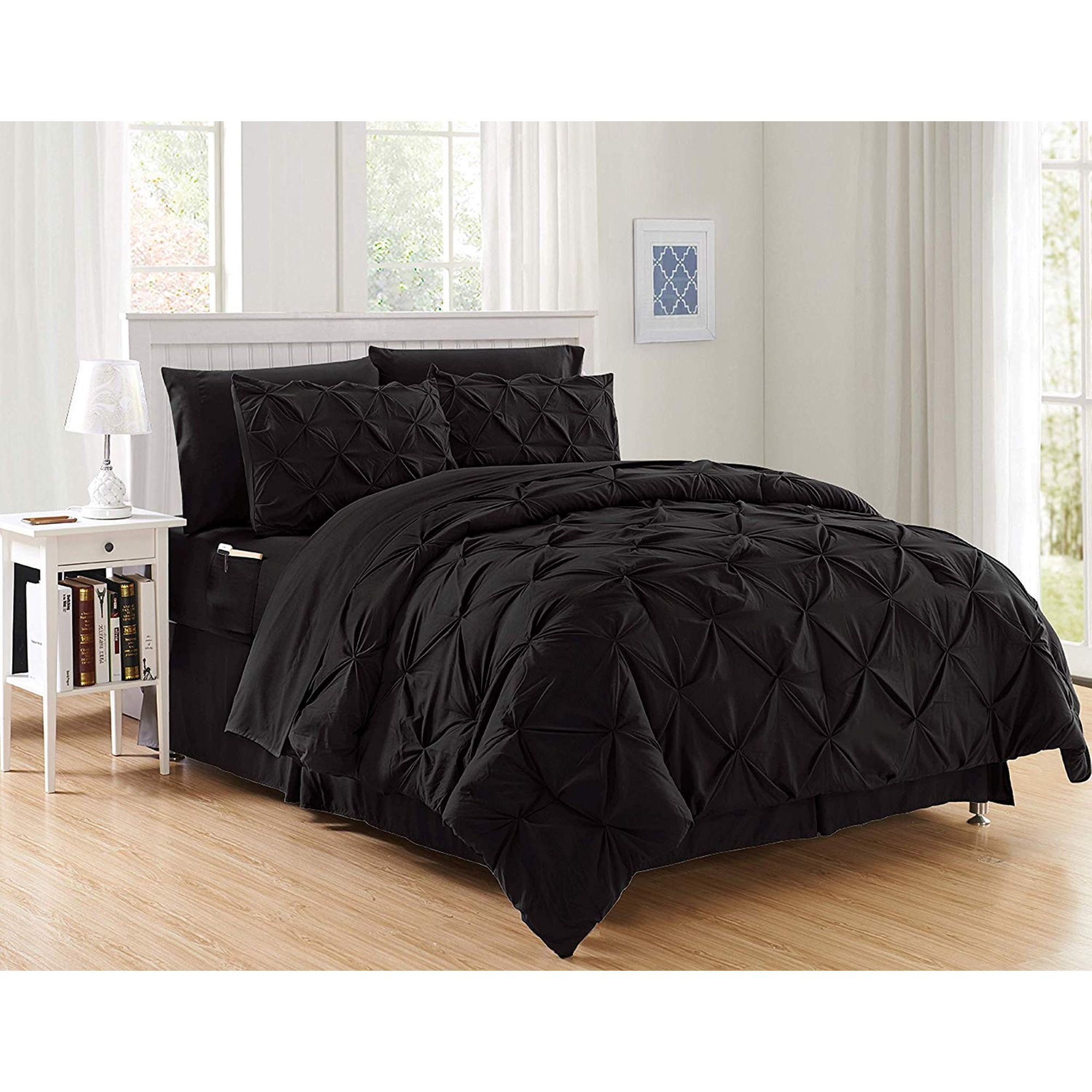 Elegant Comfort 1500 Series 8 Piece Bed In A Bag, Full/Queen With Comforter, Bed Skirt, Pillow Shams, Flat Sheet, Fitted Sheet, Pillowcases