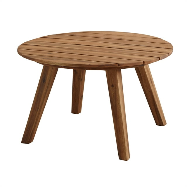 Walker Edison 30" Solid Acacia Wood Round Coffee Table in Brown
