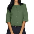 thumbnail image 2 of TODOZO Button Down Shirts for Women Womens Shirts Summer Blouses for Women 2025 Womens Half Sleeve Cardigan Shirt Cropped Button Down Tops Oversized Lightweight Ribbed Knit Top Green Xl, 2 of 7