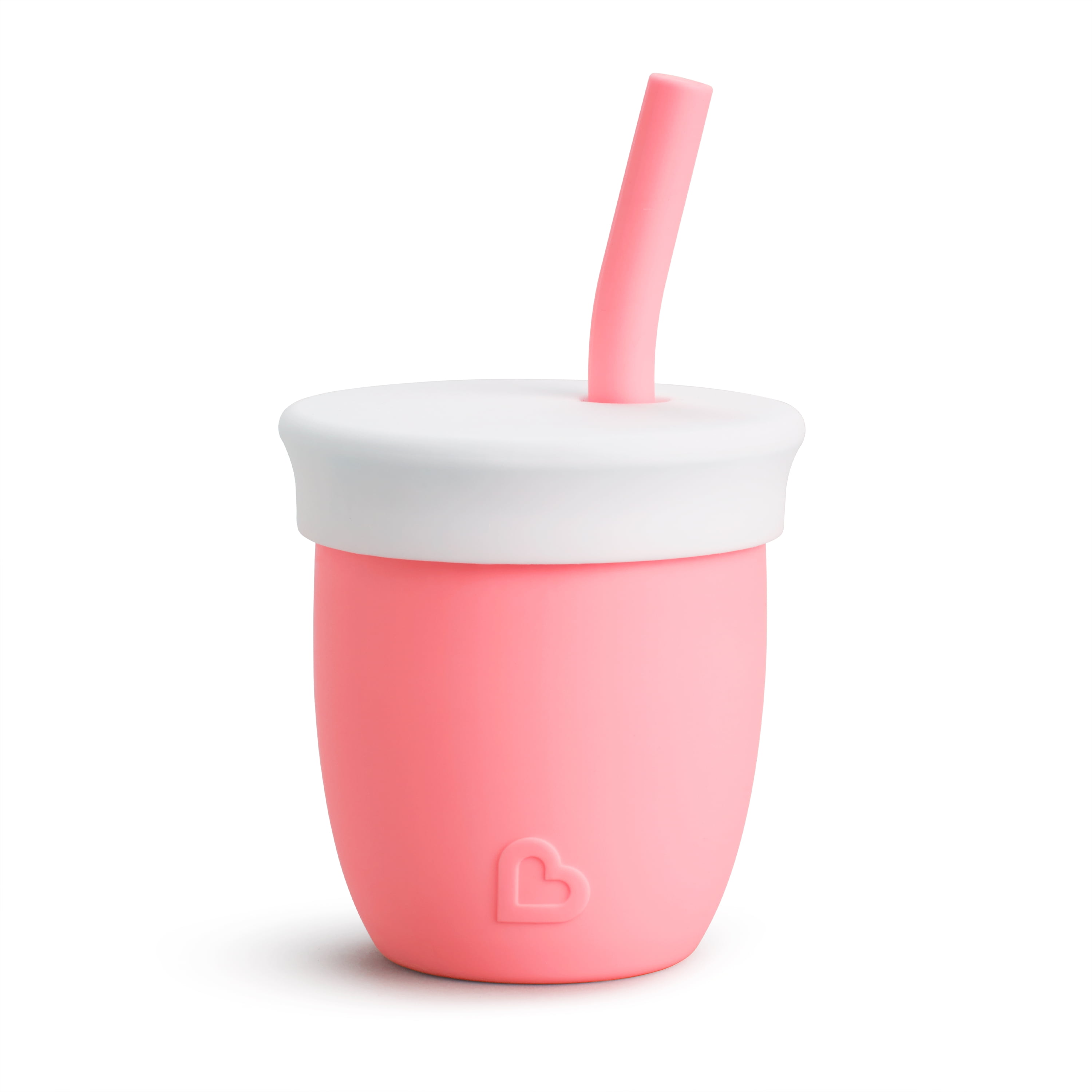 Munchkin C’est Silicone! Open Training Cup and Straw Cup for Babies and Toddlers, 4 Ounce, Coral