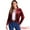 Burgundy, variant on Stylish Velvet Button-Up Long Sleeve Jacket L Burgundy