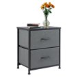 thumbnail image 4 of Resenkos Sleek End Table with 2 Drawers for Bedroom, Compact Nightstand with Storage, Lightweight and Versatile Chest of Drawers, Mini Dresser, Gray, 4 of 9