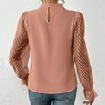 thumbnail image 6 of Gnshining Pleated Blouse for Women Long Sleeve Mock Neck Lace Sheer Casual Tops Fall Fashion Solid Color Outfits, 6 of 6
