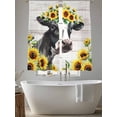 thumbnail image 6 of Farm Cow Sunflower Watercolor Chiffon Sheer Curtains 72 Inches Long, Farmhouse Wood Board 2 Rod Pocket Window Treatment Voile Drapes Curtains for Living Room Bedroom,2 Panels, 52x72In, 6 of 9