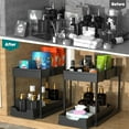 thumbnail image 5 of Under Sink Organizers and Storage, 2 Pack Pull Out Kitchen Bathroom Cabinet Organizer, 2 Tier Black Under Sink Storage for Bathroom Kitchen, Under Counter Storage Organizer with Hooks Hanging Cup, 5 of 7