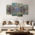 thumbnail image 2 of Elephant Stock Grunge Mandala Symbols Wall Art - Horizontal Multi Panel Canvas - Living Room Wall Decor - Decor Elements Multi Panel - Turquoise And Green Decor - 84" x 54", 2 of 4