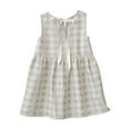 thumbnail image 5 of Girl's Plaid Linen Dress Pleated Sleeveless Casual Summer Dresses Bow Tie Back Crew Neck Tank Sundress (11 Years, Yellow), 5 of 7