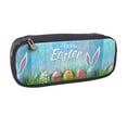 thumbnail image 2 of Picia Happy Easter Pattern Large Capacity PU Leather Pencil Case Organizer Pen Marker Holder Double Zipper Storage Bag Big Pencil Pouch for College Office, 2 of 6