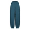 thumbnail image 7 of Womens Joggers Sweatpants Cotton Activewear Sports Casual Pants Elastic Waist Wide Leg Cinch Bottom Solid Trouser (S, Blue), 7 of 7