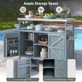 thumbnail image 5 of Outdoor Kitchen Island, Rolling Bar Cart & Storage Cabinet with Stainless Steel Top, Wood Grill Table with Spice Rack and Towel Rack for Kitchen & BBQ, 5 of 8