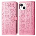 thumbnail image 1 of Funda Cartera FOXDOCK para iPhone 14 , Flip PU con Relieve de Gatos y Perros, Tarjetero y Soporte, 1 of 6