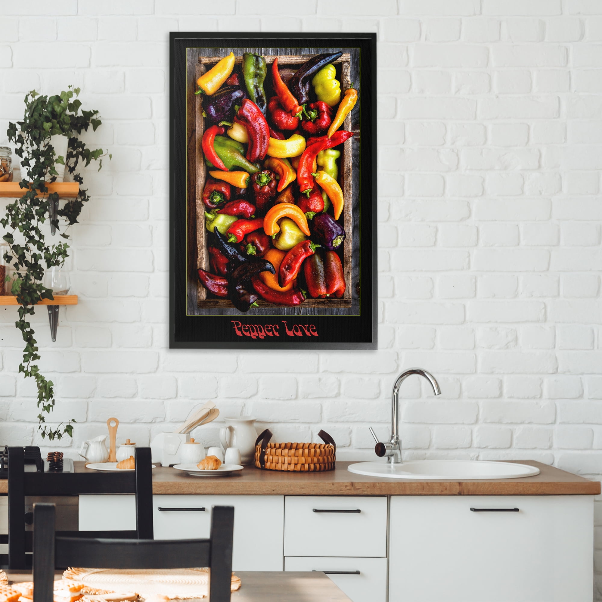 Stupell Industries Pepper Love Vibrant Vegetables Black Framed Giclee Art, design by Carl Kravats