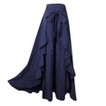 thumbnail image 6 of Idoravan Women's Basic Versatile Skirt Clearance Womens Casual Hakama Irregular Leaf Bow High Waist Long Culottes, 6 of 6