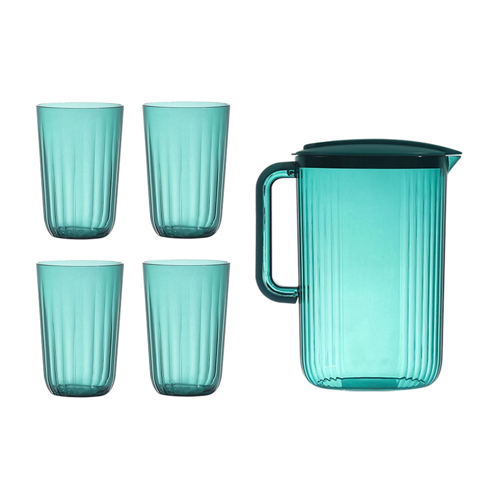 Fiocias Fridge Door Water Pitcher with Lid Perfect for Making Tea, Juice and Cold Drink, 5Pcs Green