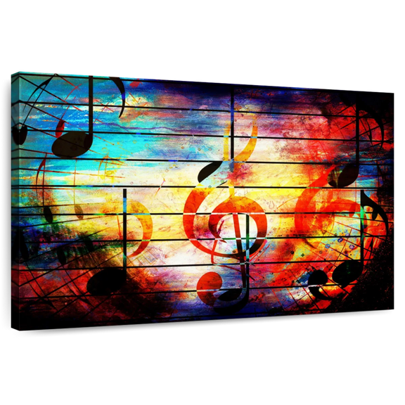 Elephant Stock Abstract Music Grunge Wall Art - Horizontal Canvas Wall Art - Living Room Wall Decor - Music Canvas - Black And Beige Decor - 12" x 8"