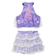 thumbnail image 6 of Miutii Kids Girls Sequin Metallic Crop Top with Skirt Set Jazz Latin Dance Outfits 2 Piece Dancewear Lavender 11-12, 6 of 7