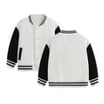 thumbnail image 3 of SonxaHe Toddler Girl' Bomber Jacket Color Block Spring Autumn Waterproof Sports Jackets with Pockets White,Sized 3-4, 3 of 3