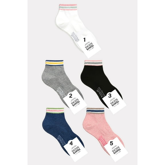 Women's Ankle Cream Board Socks - 5 Pair Set