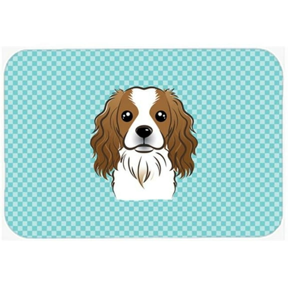 Carolines Treasures  Checkerboard Blue Cavalier Spaniel Mouse Pad- Hot Pad Or Trivet