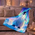 thumbnail image 6 of Whimsical Aurora Borealis Penguin Portrait, Peaceful Celestial Art Scene, Warm Flannel Blanket for Cabin and Lodge, Wildlife Lovers Housewarming Gift, Celestial Home Decor, 6 of 9