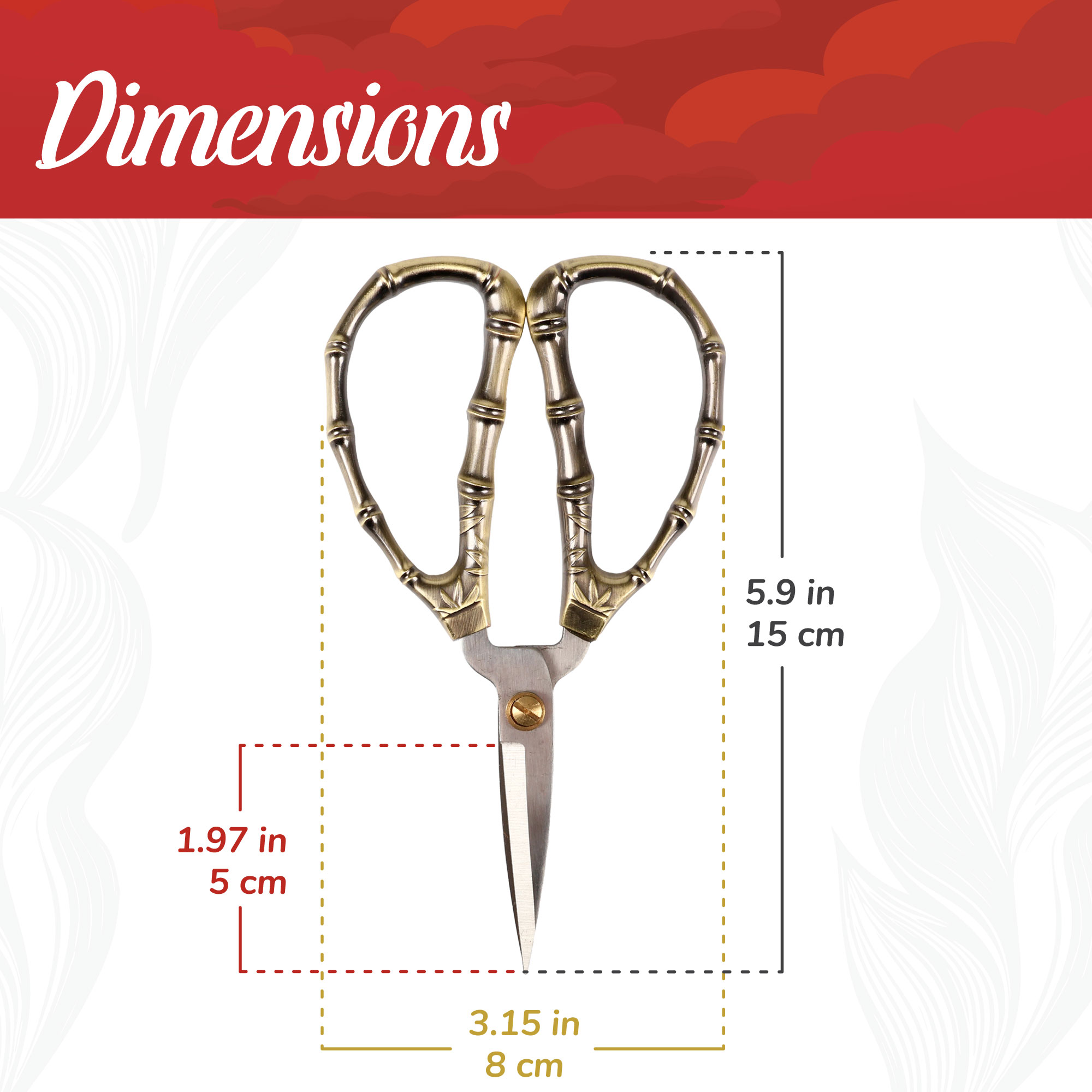 JubileeYarn Bamboo Stalk Embroidery Craft Scissors - Large - 1 Pair
