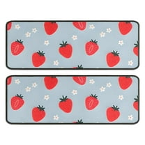 Kitchen Rugs Sets Of 2,Strawberry Plants Fruit Flower Anti Fatigue Kitchen Mat Rugs Non Slip Washable,Decorative Kitchen Floor Mats for Kitchen,Sink,Laundry,17"x47" 17"x47"