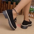 thumbnail image 6 of Women's Chunky Platform Loafers, Trendy Suede Slip On Shoes with Gold Chain Detail, Comfortable Lug Sole Block Heel Pumps, Plus Size Available for Wide Feet, Fashionable Casual Dress Shoes, 6 of 8