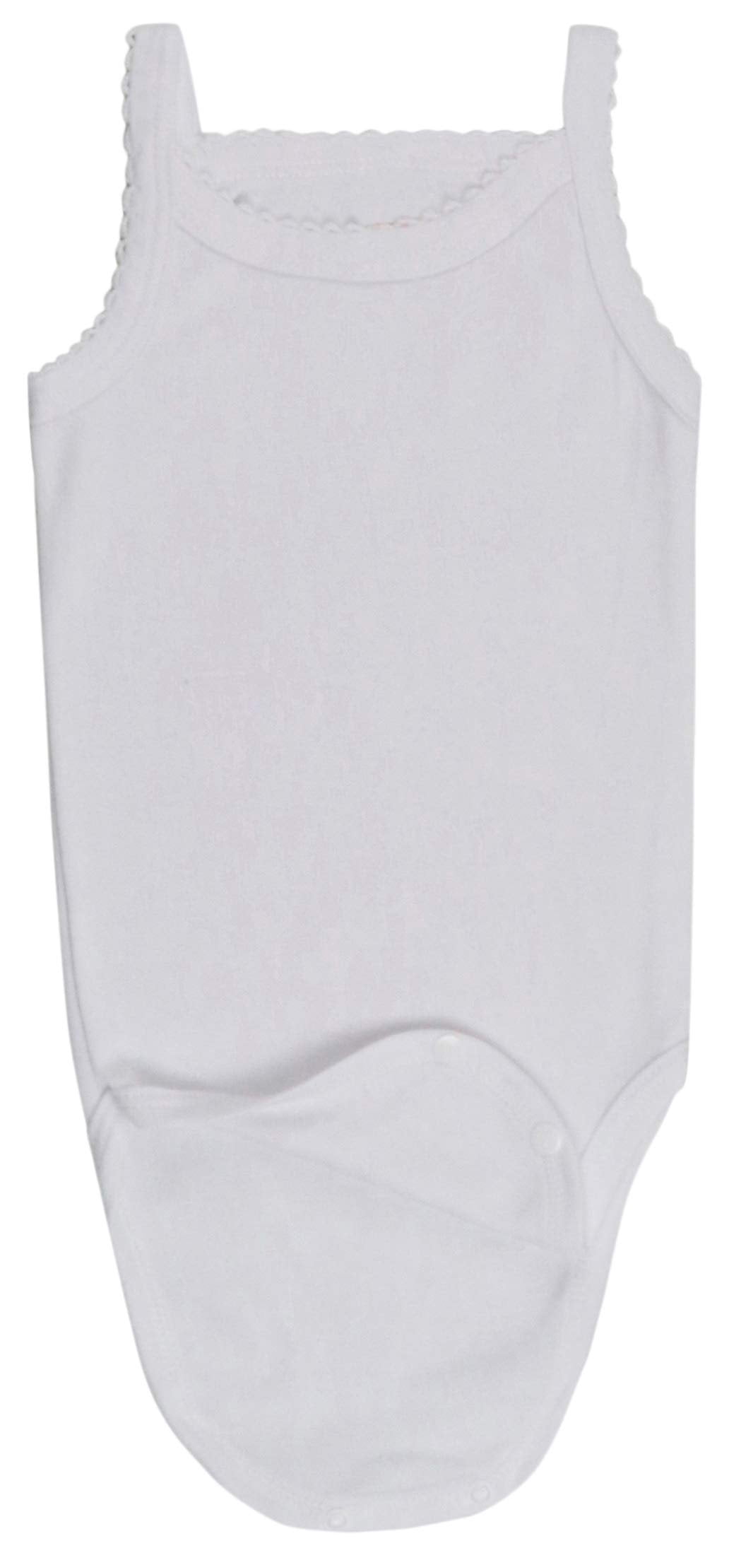 ToBeInStyle Girls' Pack of 4 Ultra-Soft Cotton Spaghetti Strap Baby Bodysuits w/ Ruffle Trim - White - 2 Years Old