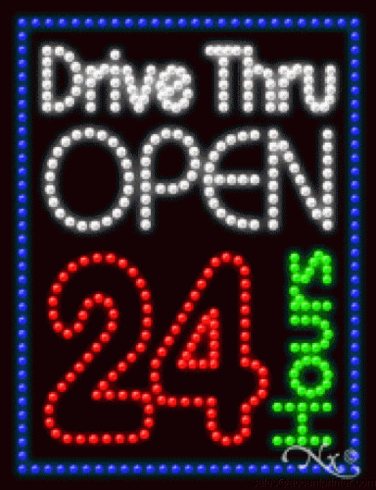 Drive Thru Open 24hr Indoor Flashing & Animated High Impact Energy