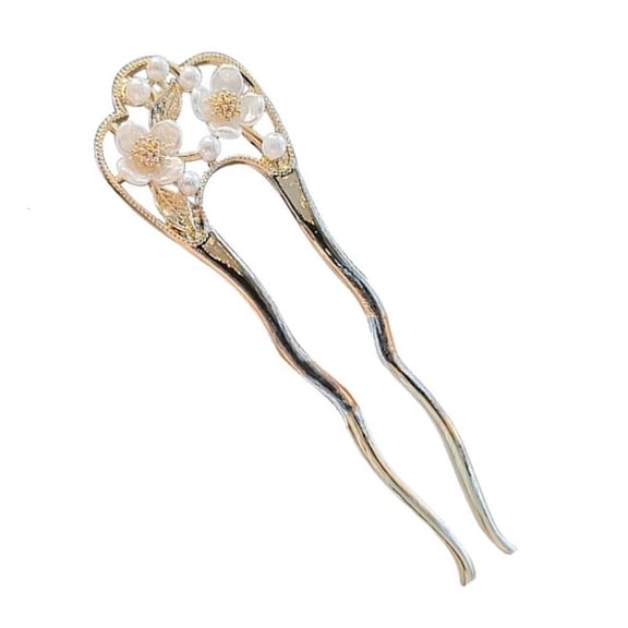 Giaone Flower Pearls Hair Stick Hair Styling Accessory U Shape Hairpin For Updos Buns