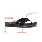 Reef Men's Sandal Fanning, Bottle Opener Flip Flops, Black/Silver, 13