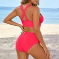 thumbnail image 4 of HAIJIE Women's Ruffle Shape Swimsuits 2026 Large Size Push Up Swimsuit with Cups Swimsuits Floral Print Tankini Sets for Women Beach Towel Wrap Skirt (Red,M), 4 of 6