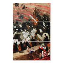 Elephant Stock Pas De Loup Orchestra At The Cirque D'hiver Wall Art - Vertical Multi Panel Canvas - Living Room Wall Decor - Music Multi Panel - Gray And Red Decor By John Singer Sargent - 48" x 74"