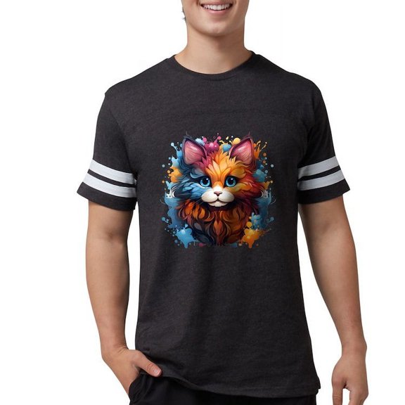 CafePress - Cute Cat Watercolor T Shirt - Mens Football Shirt