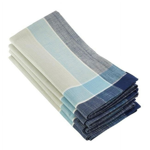 SARO 012.AB20S 20 in. Palmaria Collection Plaid Design Dinner Napkin Azure Blue - Set of 4