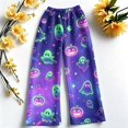 thumbnail image 5 of Garbnen Halloween Pajama Pants Women Fleece Pumpkin Ghost Cute Graphic Women's Lounge Pants Soft Fuzzy Fall Winter Warm Wide Leg Sleeping Pants Women, 5 of 6