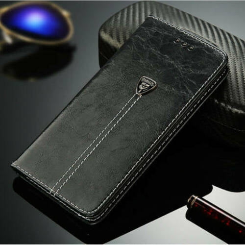 Luxury Magnetic Flip Cover Stand Wallet Leather Case For iPhone 12 / 12 Pro (Black)