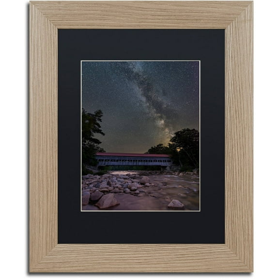 Trademark Fine Art "Swift River Night" Canvas Art by Michael Blanchette Photography Black Matte, Birch Frame