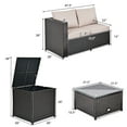thumbnail image 2 of Gymax 4PCS Cushioned Rattan Patio Conversation Set w/ Coffee Table Side Table, 2 of 10
