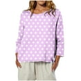 thumbnail image 2 of YUGYXL Womens Polk Dots T Shirts 3/4 Length Sleeve Crew Neck Tunic Tops Fall Clothes Winter Casual Loose Comfy Tops Purple M, 2 of 8