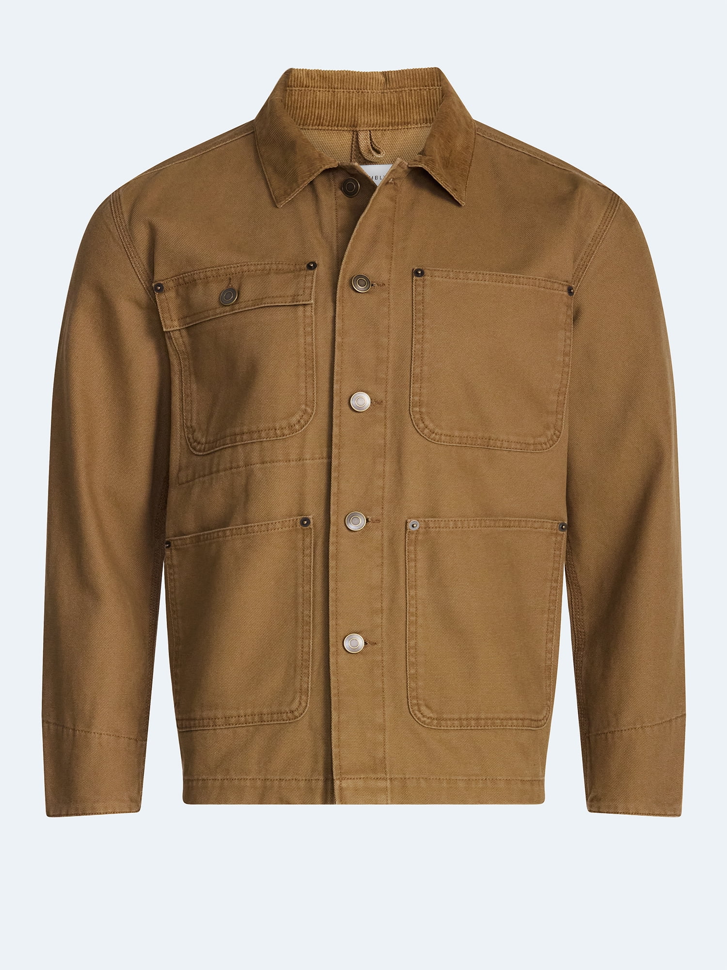 Free Assembly Men's Cotton Ranch Jacket with Long Sleeves, Sizes XS-3XL