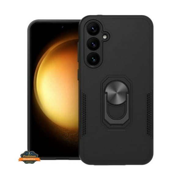 For Samsung Galaxy S23 FE /Fan Edition Military Grade Shockproof Hybrid with Kickstand Built-in 360°Rotate Ring Stand Phone Case Cover by Xpression - Black