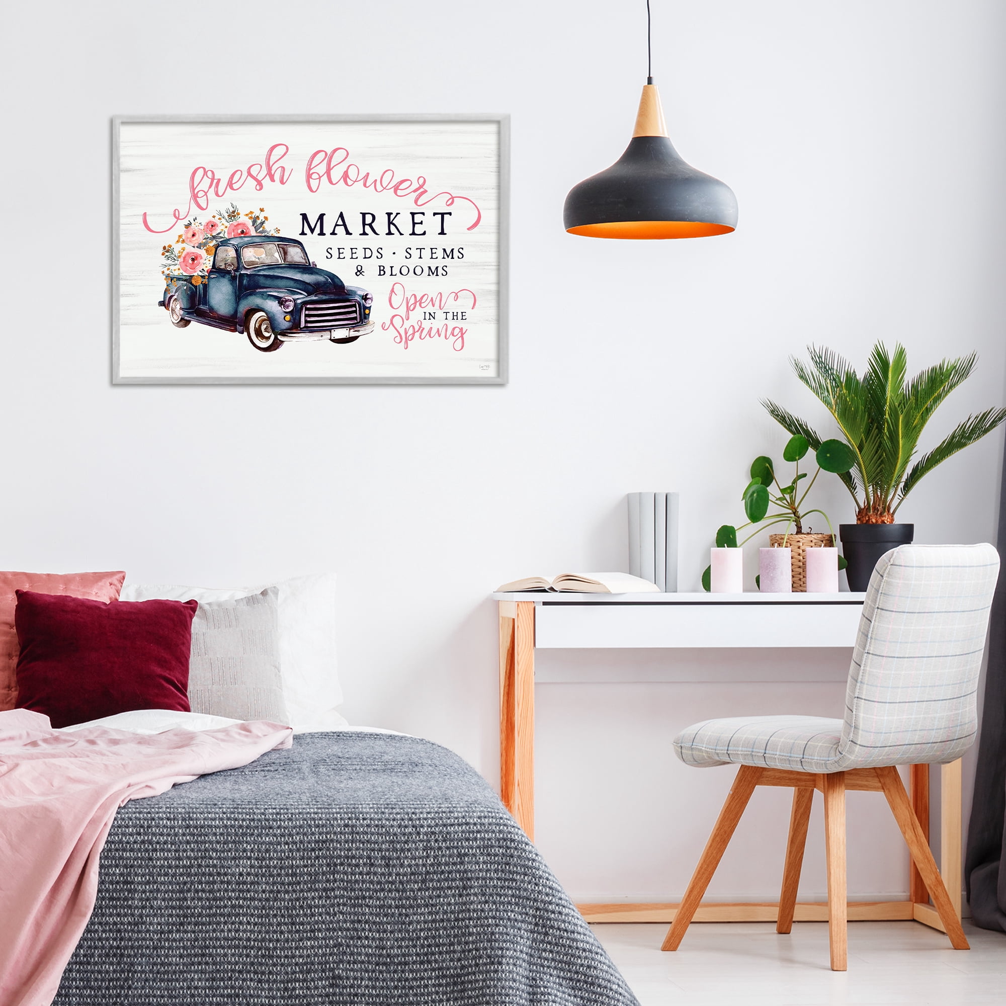 Stupell Industries Antique Spring Market Gray Framed Giclee Art, design by Lux + Me Designs