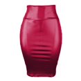 thumbnail image 3 of Aayomet Jupe en Cuir pour Femmes avec Fentes et Hanches Style Punk pour Femmes (Rouge, m), 3 of 5