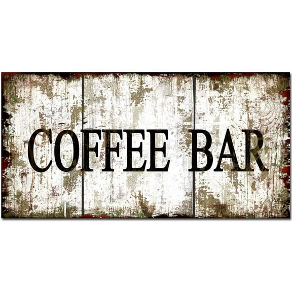 Original Retro Design Coffee Bar Tin Metal Signs Wall Art | Thick Tinplate Print Poster Wall Decoration for Cafe/Kitchen/Coffee Corner/Coffee Shop