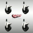 thumbnail image 2 of 5 Inch 316SS Soft Rubber Swivel 1-3/8 Inch Expanding Stem Caster Set Lock Brake, 2 of 2