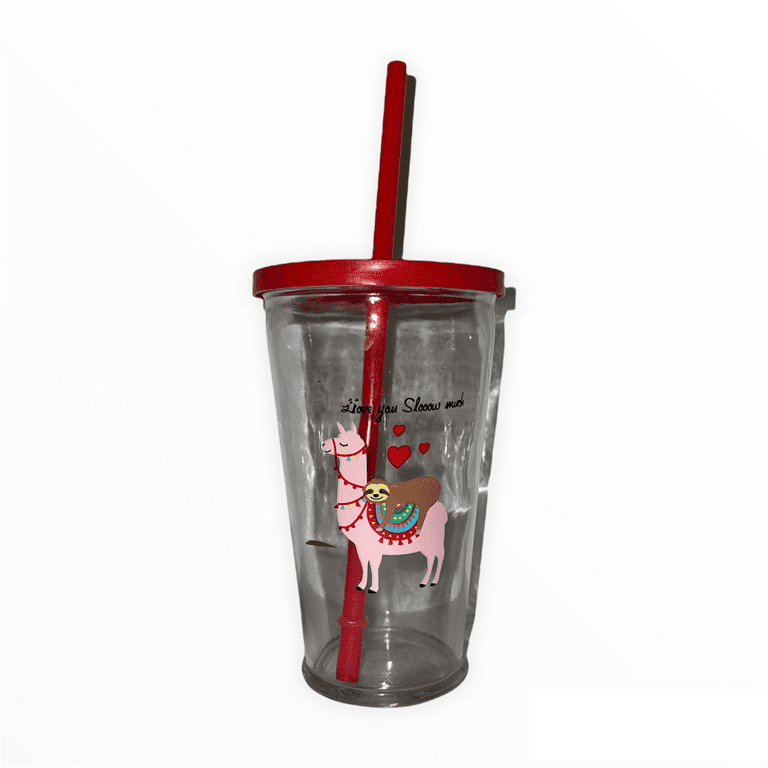 16oz Glass Tumbler with Straw. Llove you Slooow much! 