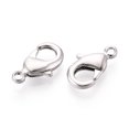 thumbnail image 2 of Brass Lobster Claw Clasps Nickel Free Real Platinum Plated 15x9x3mm Hole: 1.8mm, 2 of 3